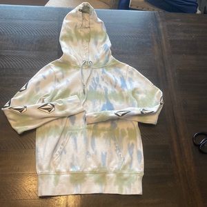 Volcom Woman’s Hoodie Size XS Green/blue/white with print Good Condition